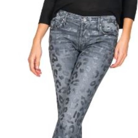 BLACK ORCHID Brooklyn Mid-Rise Straight Leopard-Print Jeans size 28 - Picture 3 of 8